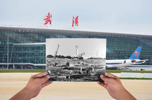 武汉天河国际机场老照片:2014年2月14日,武汉天河国际机场扩建工程